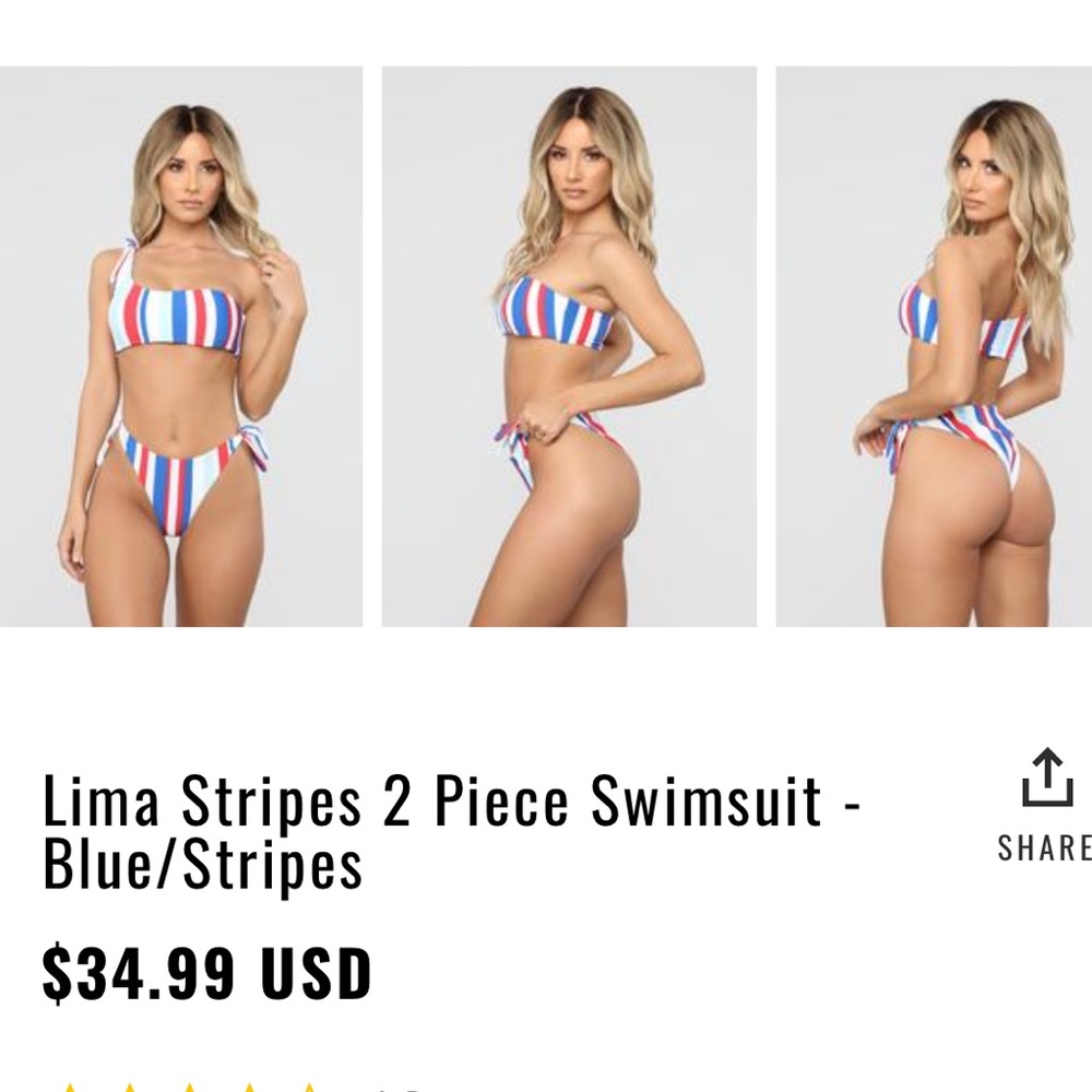 Blue and Red Stripe Bikini